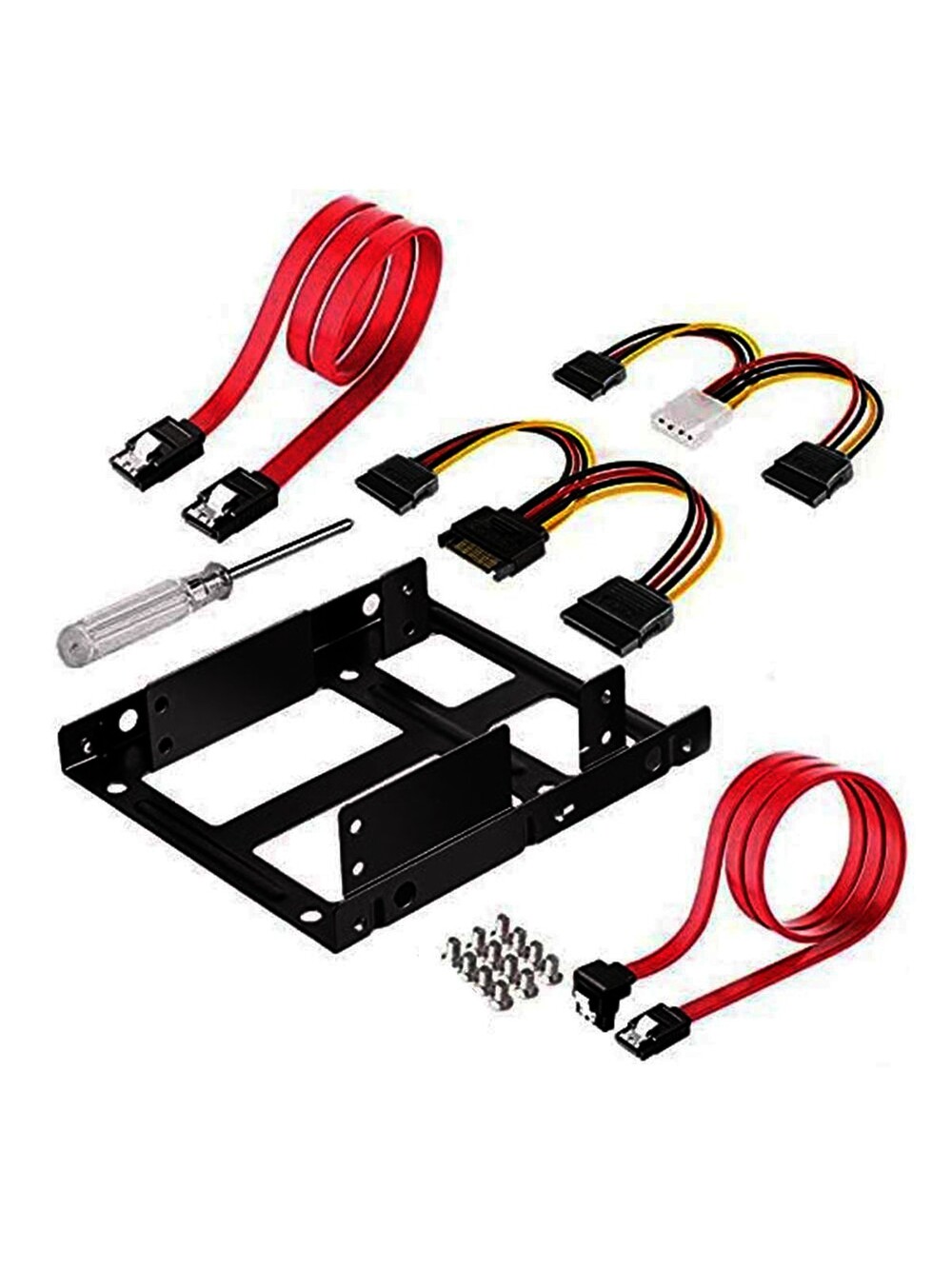 SSD Mounting Bracket 2.5 to 3.5 Inch (SATA and Power Cables included), 2 Pack